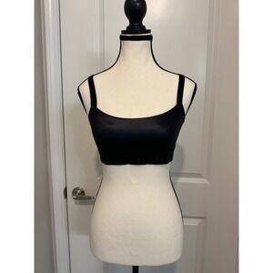 Adam Selman Sport Black Bra Top Medium Logo Band Minimal Athleisure Activewear
